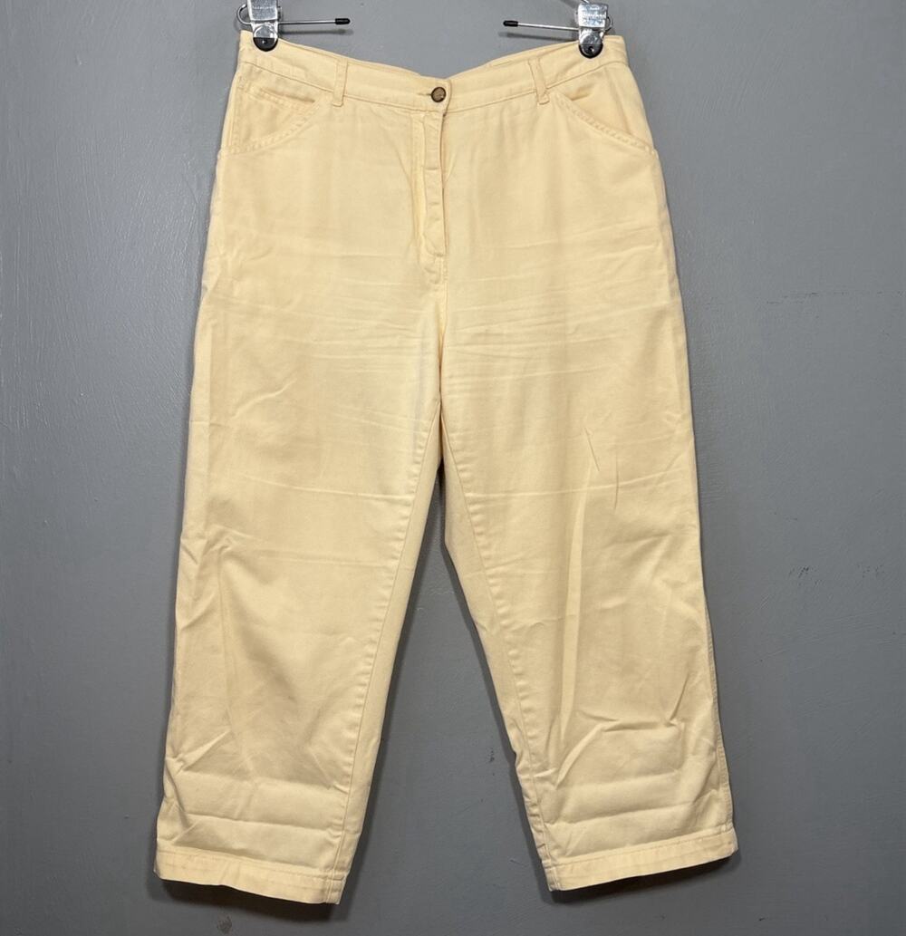 90s Cropped Mom Pants Size 12 Butter Yellow Country Carpenter Baggy Pastel Boho